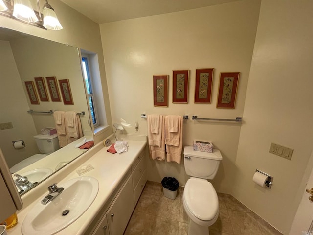 bathroom with tile patterned floors, toilet, and vanity