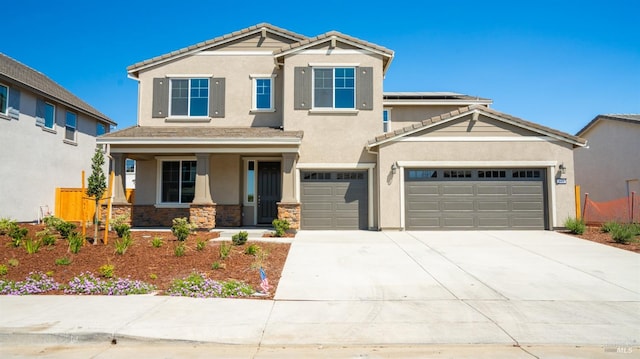 view of front of house with a garage