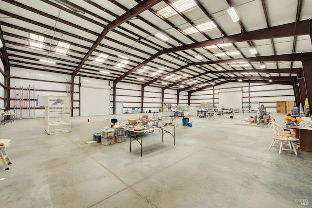 garage featuring a workshop area