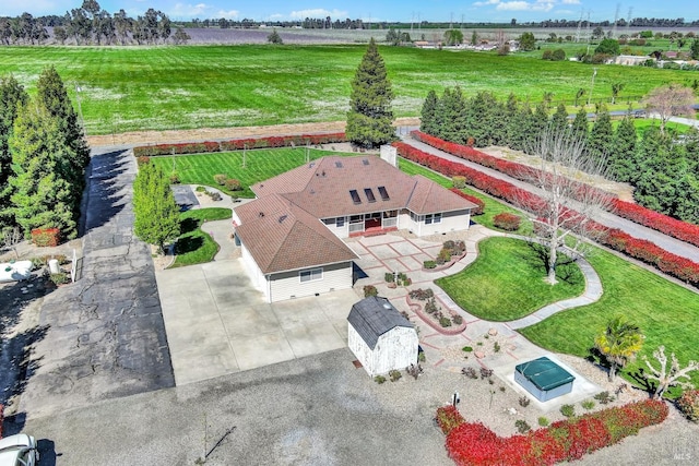 aerial view featuring a rural view