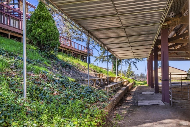 view of patio / terrace featuring an outdoor structure