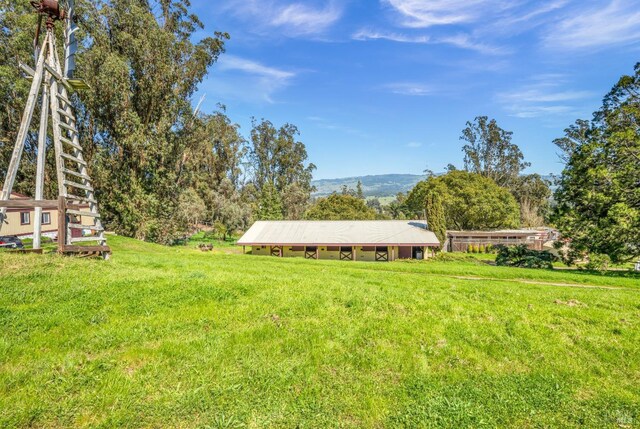 view of yard with a mountain view