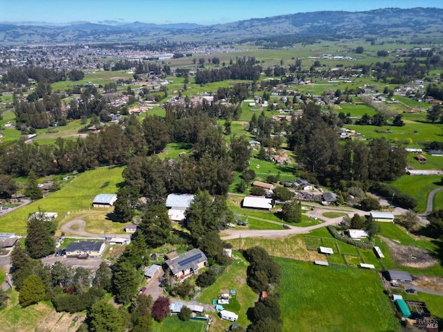 aerial view with a mountain view
