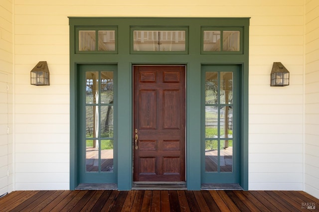 property entrance with french doors