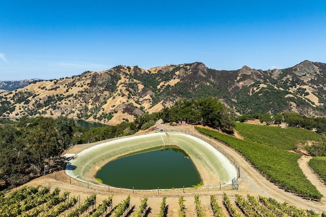 aerial view with a water and mountain view