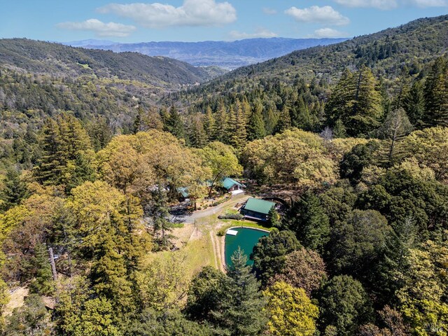 201 Pine Ridge Rd, Ukiah, CA 95482 - drone / aerial view featuring a mountain view and a forest view