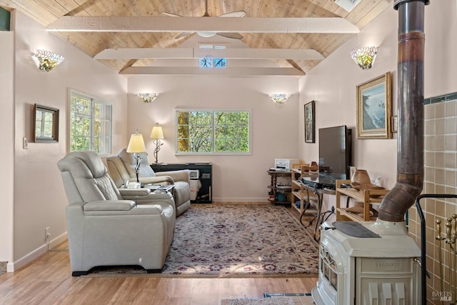 201 Pine Ridge Rd, Ukiah, CA 95482 - living area with a healthy amount of sunlight, wooden ceiling, and vaulted ceiling with beams