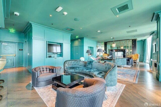 living room featuring wood-type flooring