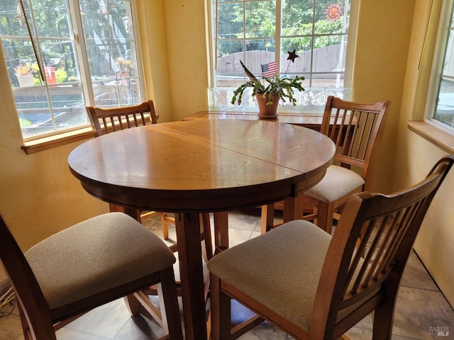 tiled dining space featuring a wealth of natural light