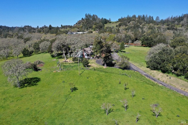 aerial view with a rural view