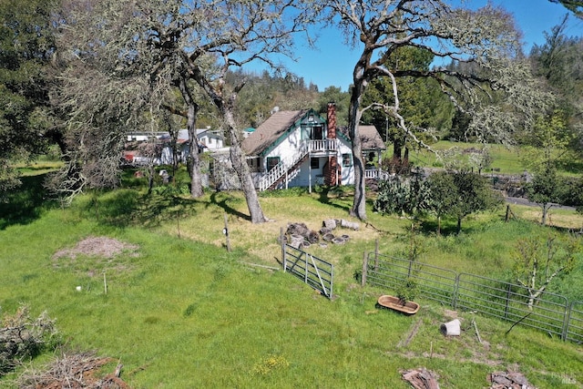 aerial view with a rural view