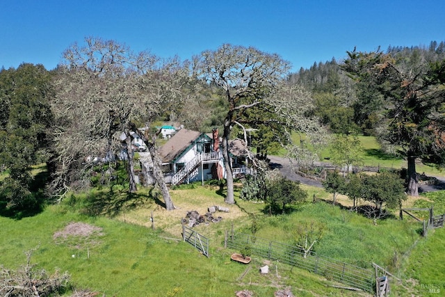 bird's eye view with a rural view