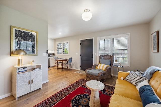 living room featuring light wood-type flooring