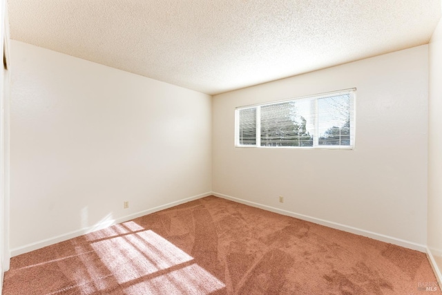 spare room featuring carpet floors and a textured ceiling