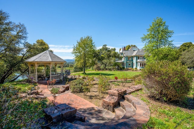 view of yard with a gazebo