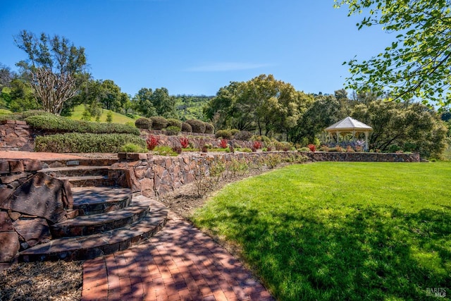 view of yard with a gazebo