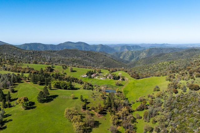 birds eye view of property with a mountain view