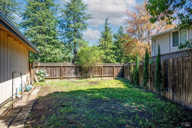 view of yard featuring a fenced backyard