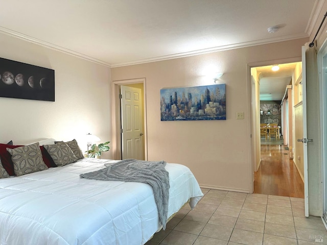 4013 Lakeview Dr, Nice, CA 95464 - bedroom with light tile patterned floors and ornamental molding