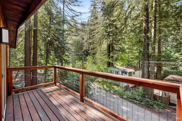 deck with a forest view