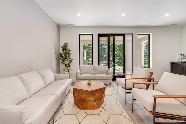 living room featuring a healthy amount of sunlight