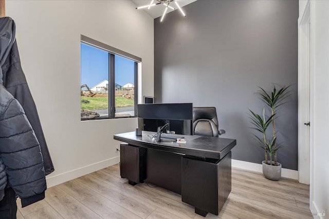 office featuring light hardwood / wood-style flooring