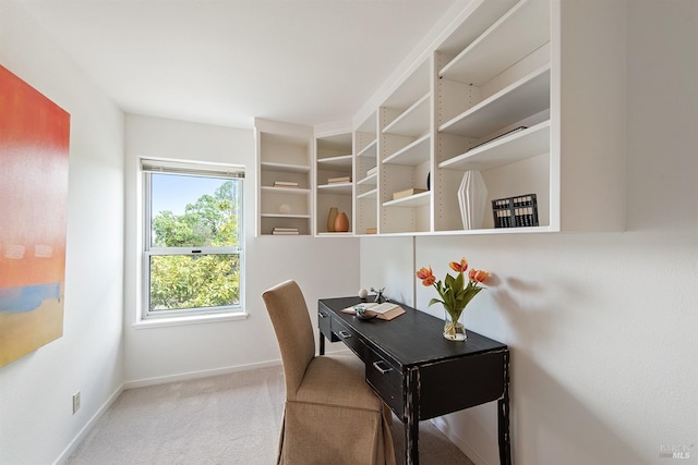 home office with carpet flooring