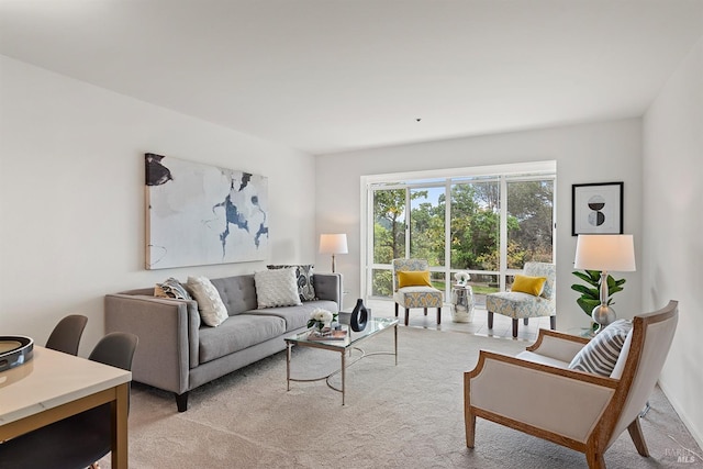 living room featuring carpet floors