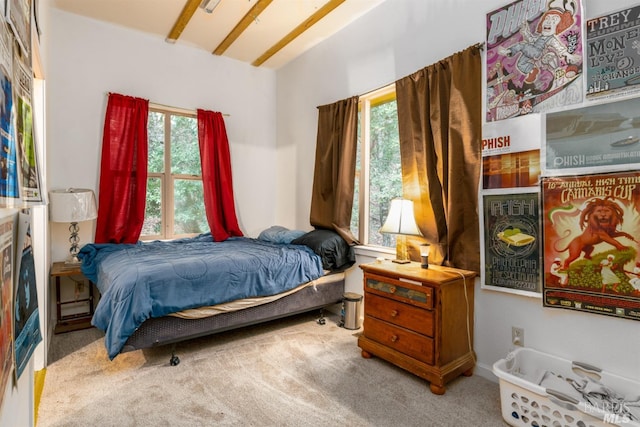 carpeted bedroom featuring multiple windows