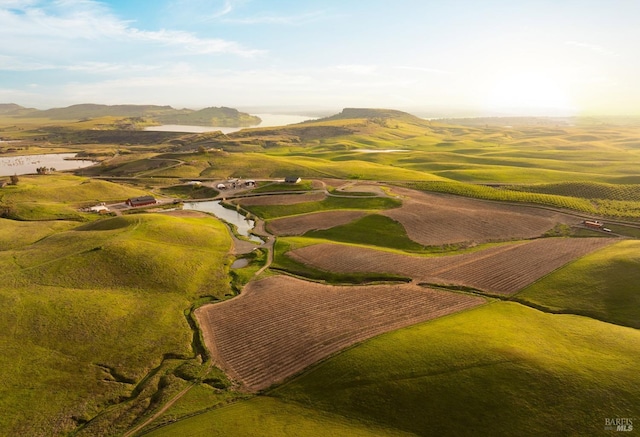 birds eye view of property with a mountain view