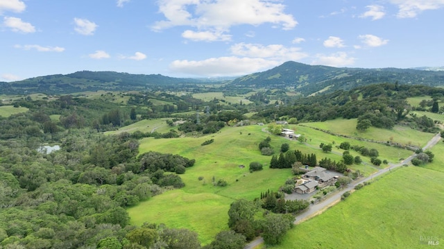 drone / aerial view with a mountain view