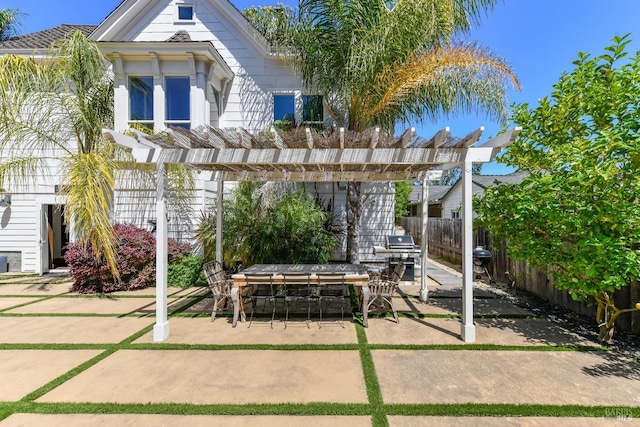 view of patio / terrace featuring a pergola