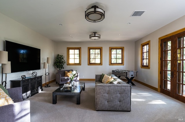 carpeted living room with a wealth of natural light