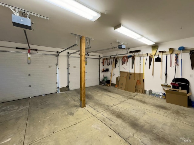 garage with a garage door opener