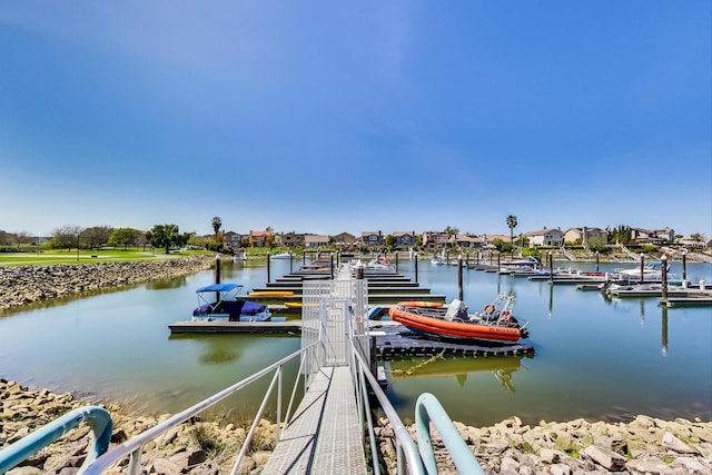 dock area featuring a water view