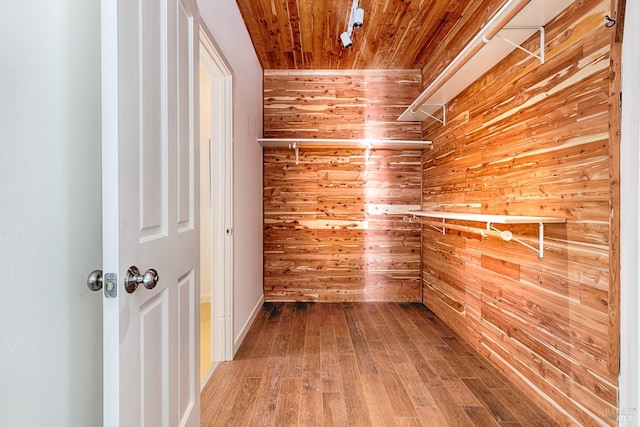 walk in closet featuring wood finished floors