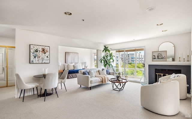 living room featuring carpet floors