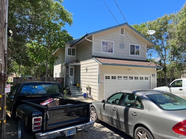 exterior space featuring a garage