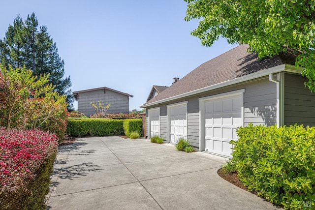 view of detached garage