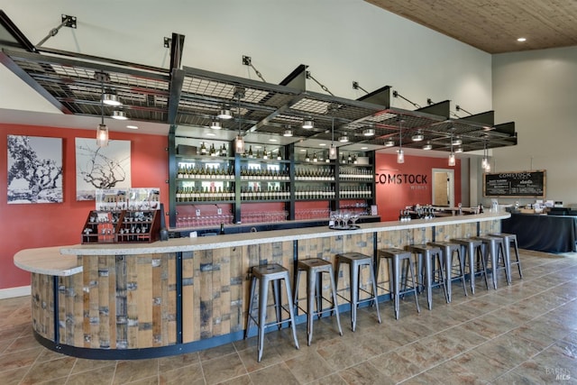 bar featuring tile flooring