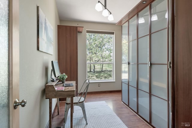 office featuring hardwood / wood-style flooring