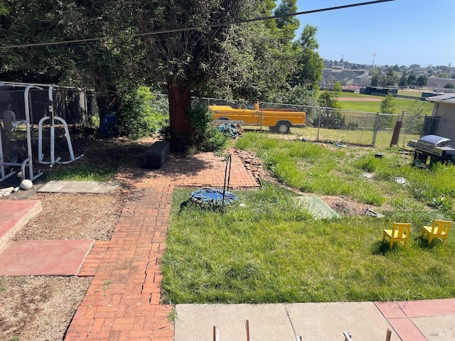 view of yard with fence