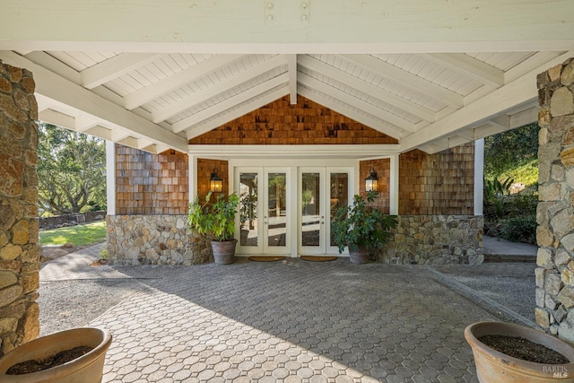 view of patio featuring french doors