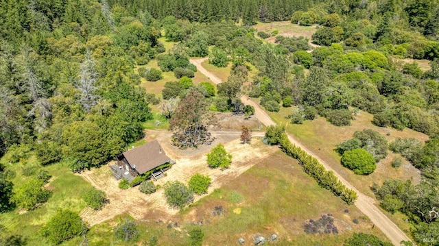 drone / aerial view with a view of trees