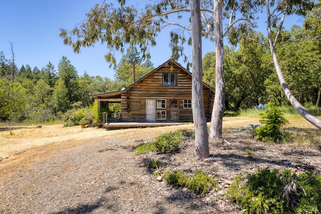 view of log home