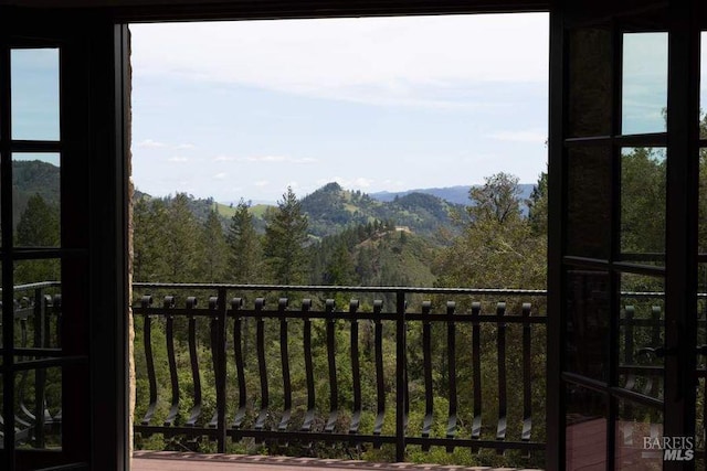 balcony with a mountain view