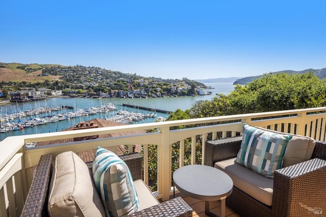 balcony with a water view