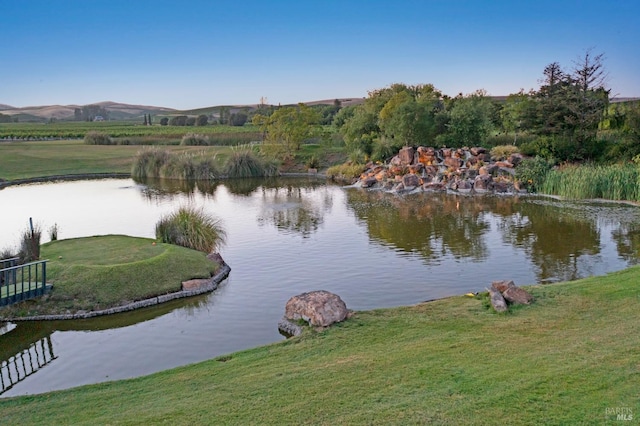 property view of water featuring a mountain view