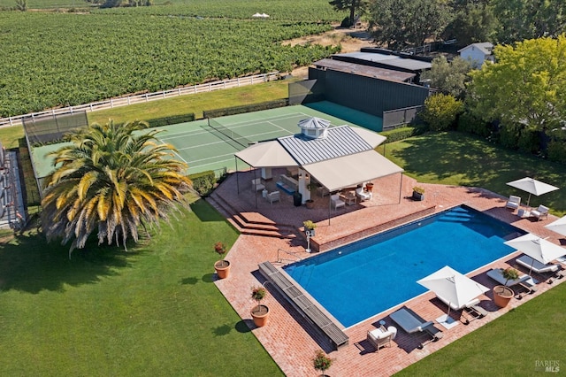 aerial view with a rural view