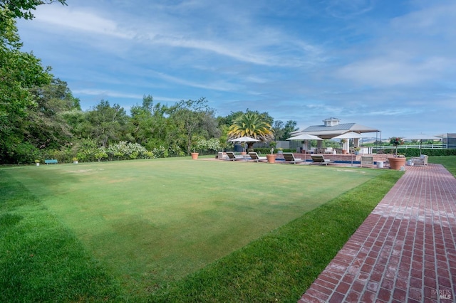 view of yard with a gazebo